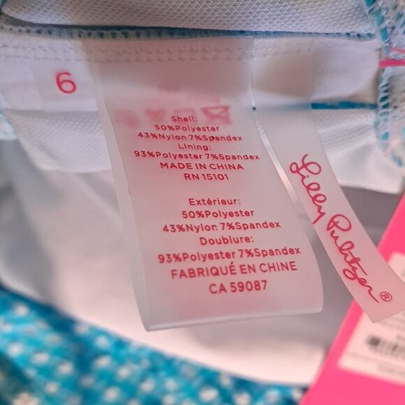 Lilly Pulitzer Aelin Bikini Swim Top Turquoise Oasis Crinkle Gingham 6 - Picture 9 of 10